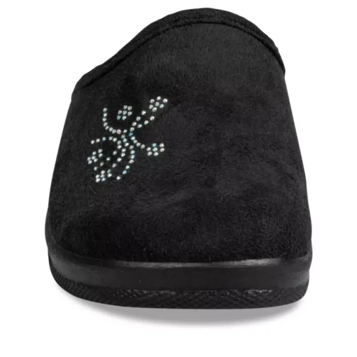 Chaussons Confort NOIR Femme Motif Uni A Enfiler