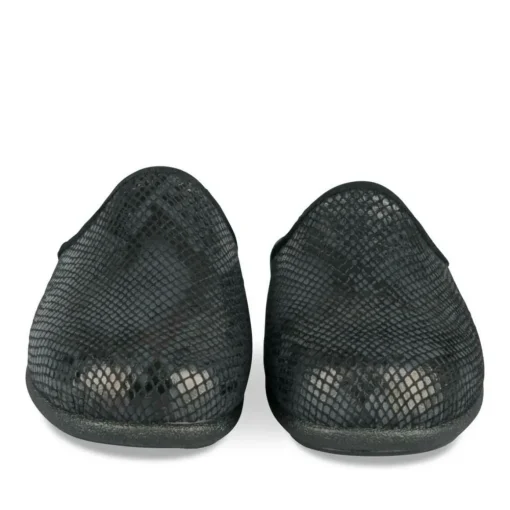 Chaussons Confort NOIR Femme Motif Uni A Enfiler