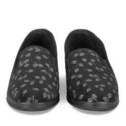 Chaussons Confort NOIR Femme Motif Uni A Enfiler