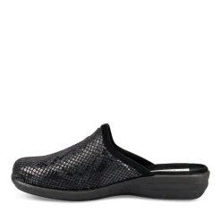 Chaussons Confort NOIR Femme Motif Uni A Enfiler