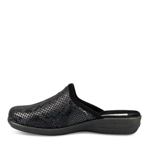 Chaussons Confort NOIR Femme Motif Uni A Enfiler