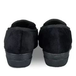 Chaussons Confort NOIR Femme Motif Uni A Enfiler