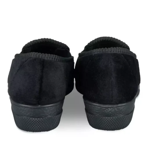 Chaussons Confort NOIR Femme Motif Uni A Enfiler