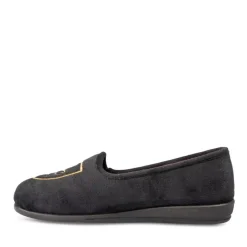 Chaussons Confort NOIR Femme Motif Uni A Enfiler