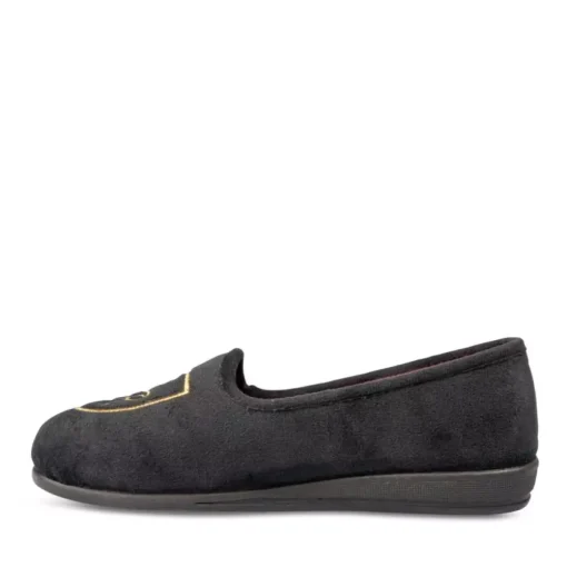 Chaussons Confort NOIR Femme Motif Uni A Enfiler