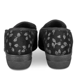 Chaussons Confort NOIR Femme Motif Uni A Enfiler