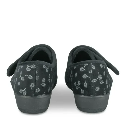 Chaussons Confort NOIR Femme Motif Uni A Enfiler