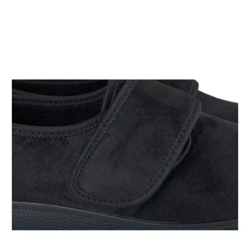 Chaussons Confort NOIR Femme Motif Uni Scratch