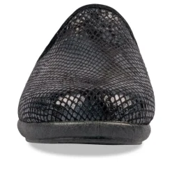 Chaussons Confort NOIR Femme Motif Uni A Enfiler