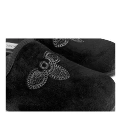 Chaussons Confort NOIR Femme Motif Uni A Enfiler