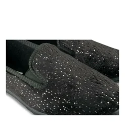 Chaussons Confort NOIR Femme Motif Uni A Enfiler