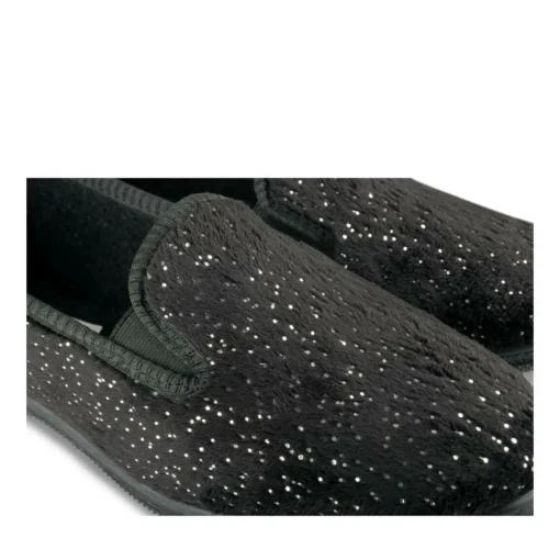 Chaussons Confort NOIR Femme Motif Uni A Enfiler