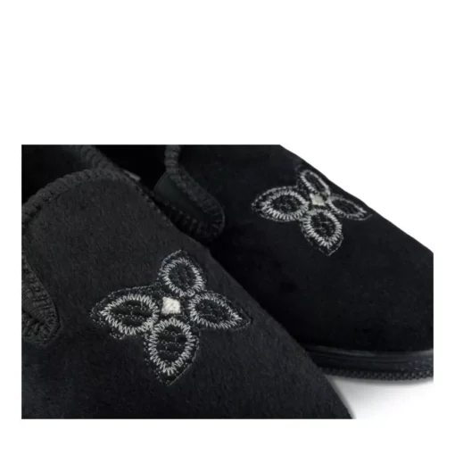 Chaussons Confort NOIR Femme Motif Uni A Enfiler