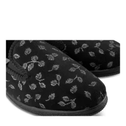 Chaussons Confort NOIR Femme Motif Uni A Enfiler
