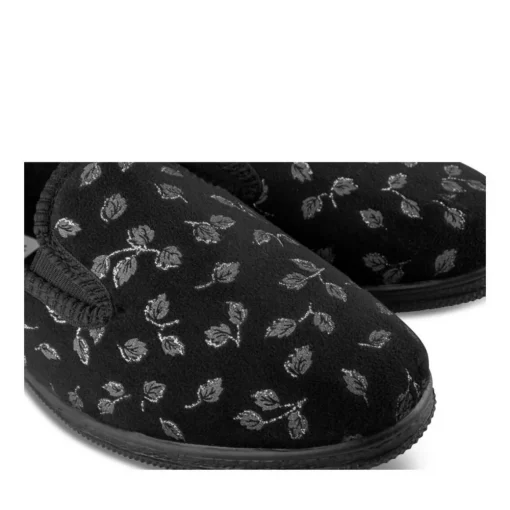Chaussons Confort NOIR Femme Motif Uni A Enfiler