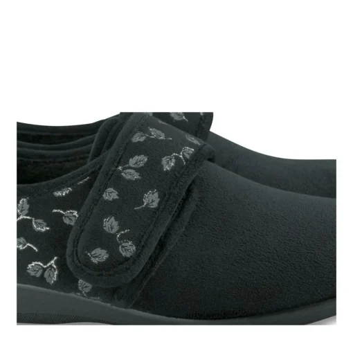 Chaussons Confort NOIR Femme Motif Uni A Enfiler