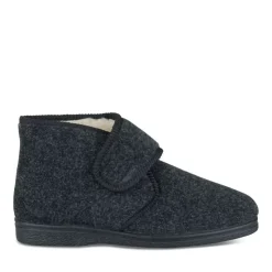 Chaussons Confort NOIR Homme Motif Uni Scratch