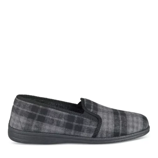 Chaussons Confort NOIR Homme Motif Uni A Enfiler