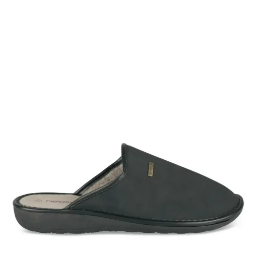 Chaussons Confort NOIR Homme Motif Uni A Enfiler
