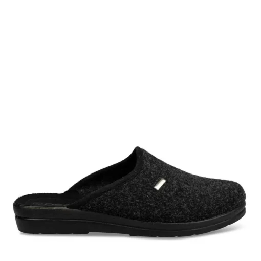 Chaussons Confort NOIR Homme Motif Uni A Enfiler