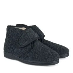 Chaussons Confort NOIR Homme Motif Uni Scratch