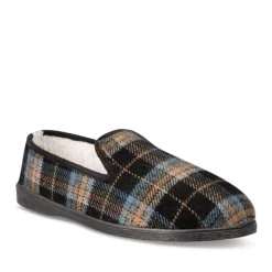 Chaussons Confort NOIR Homme Motif Carreaux A Enfiler