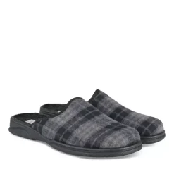 Chaussons Confort NOIR Homme Motif Uni A Enfiler