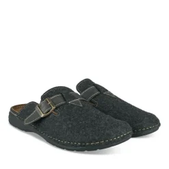 Chaussons Confort NOIR Homme Motif Uni A Enfiler