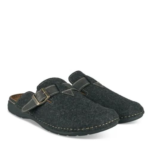 Chaussons Confort NOIR Homme Motif Uni A Enfiler