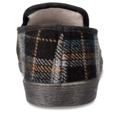 Chaussons Confort NOIR Homme Motif Carreaux A Enfiler