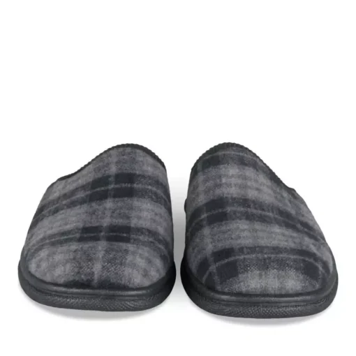 Chaussons Confort NOIR Homme Motif Uni A Enfiler