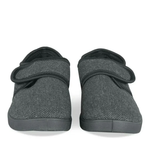 Chaussons Confort NOIR Homme Motif Uni Scratch