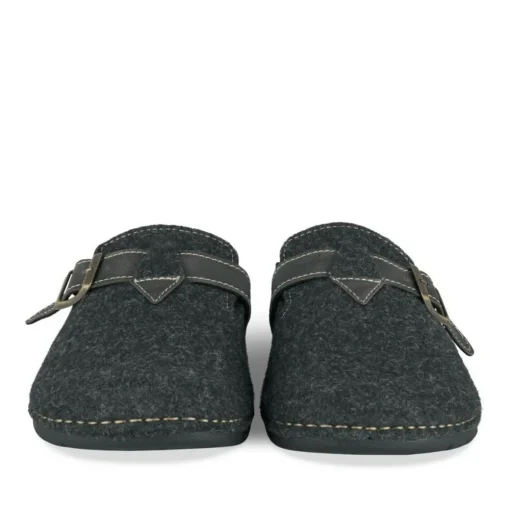 Chaussons Confort NOIR Homme Motif Uni A Enfiler