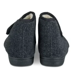 Chaussons Confort NOIR Homme Motif Uni Scratch
