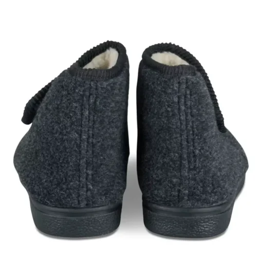 Chaussons Confort NOIR Homme Motif Uni Scratch