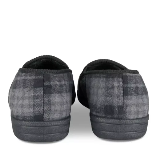 Chaussons Confort NOIR Homme Motif Uni A Enfiler