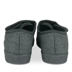 Chaussons Confort NOIR Homme Motif Uni Scratch