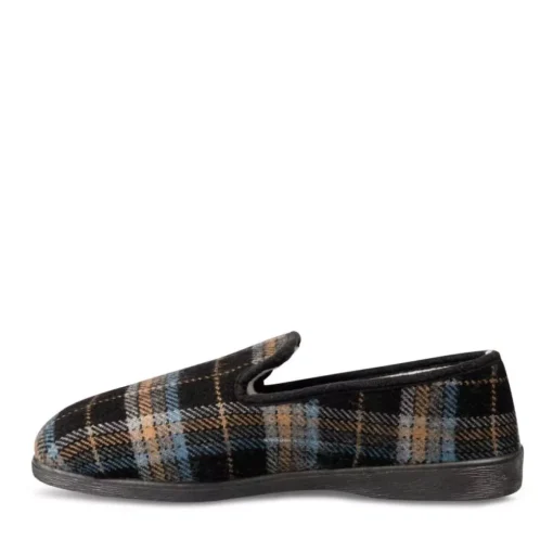 Chaussons Confort NOIR Homme Motif Carreaux A Enfiler