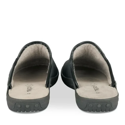 Chaussons Confort NOIR Homme Motif Uni A Enfiler