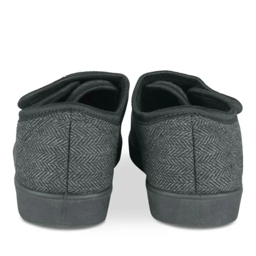 Chaussons Confort NOIR Homme Motif Uni Scratch