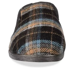 Chaussons Confort NOIR Homme Motif Carreaux A Enfiler