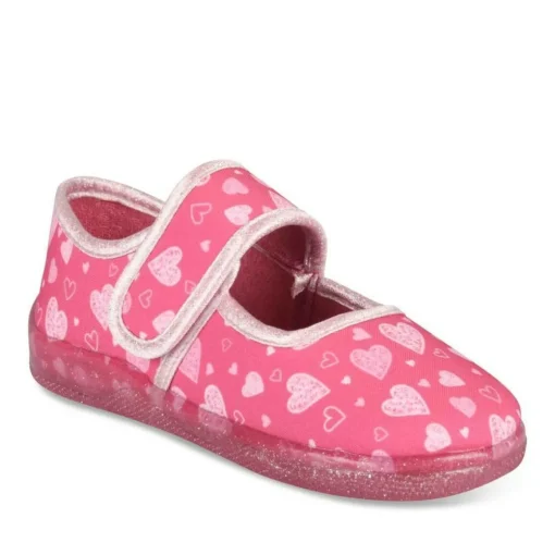 Chaussons FUSCHIA Fille Motif Coeurs Scratch