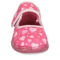 Chaussons FUSCHIA Fille Motif Coeurs Scratch