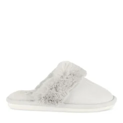 Chaussons GRIS Femme Motif Uni A Enfiler