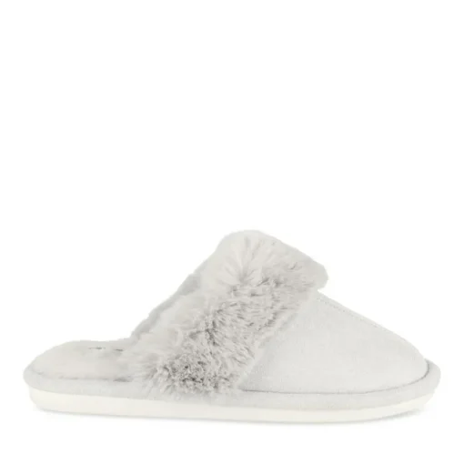 Chaussons GRIS Femme Motif Uni A Enfiler