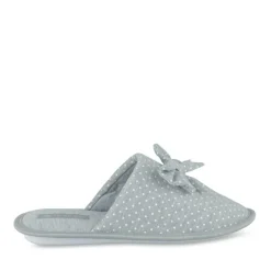Chaussons GRIS Femme Motif A Pois A Enfiler