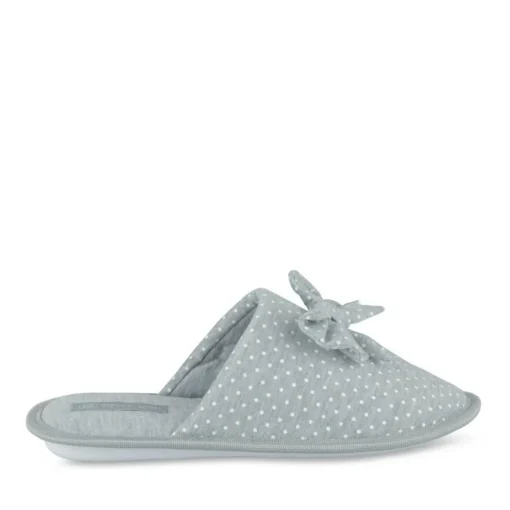 Chaussons GRIS Femme Motif A Pois A Enfiler