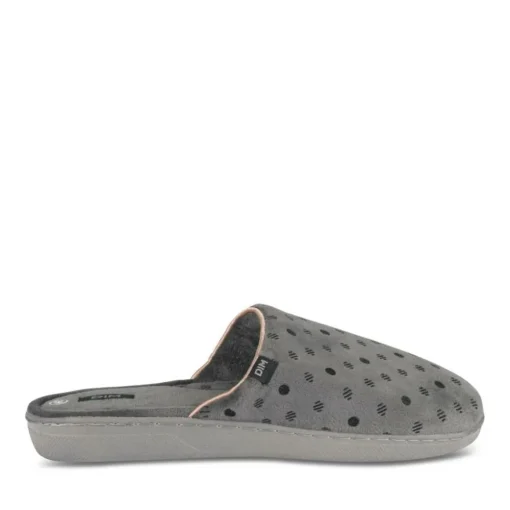 Chaussons GRIS Femme Motif A Pois A Enfiler