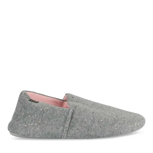 Chaussons GRIS Femme Motif Uni A Enfiler