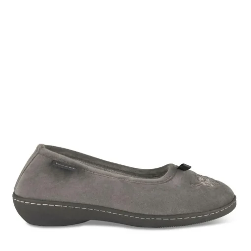 Chaussons GRIS Femme Motif A Pois A Enfiler